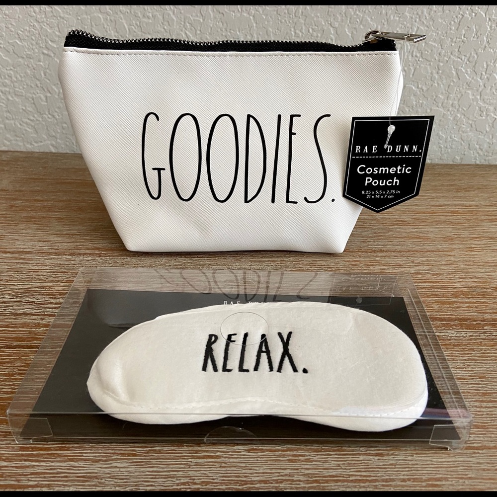 Rae Dunn Cosmetic Bag Mask Set NWT